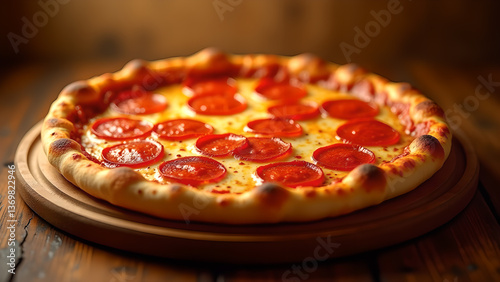 Delicious Pepperoni Pizza with Golden Crust Edge