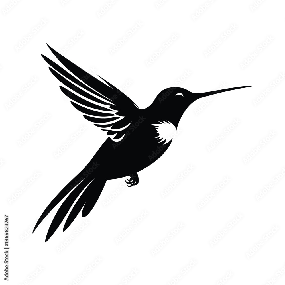 Obraz premium Hummingbird silhouette vector flat graphic illustration