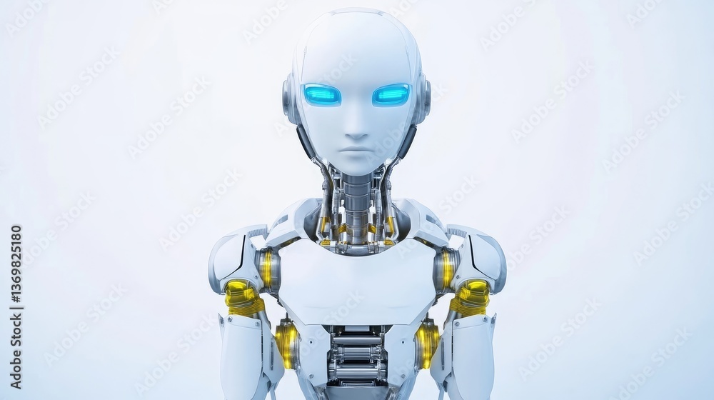 Fototapeta premium Advanced robot head and upper body, futuristic design