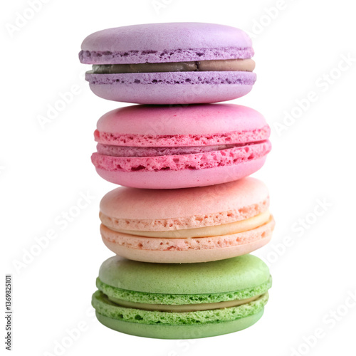 Stack of macrons isolated on transparent background