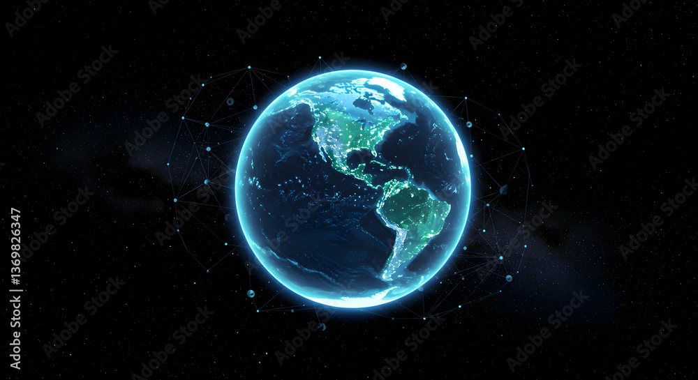 Glowing Pixelated Earth In Space Glowing Pixelated Earth In Space