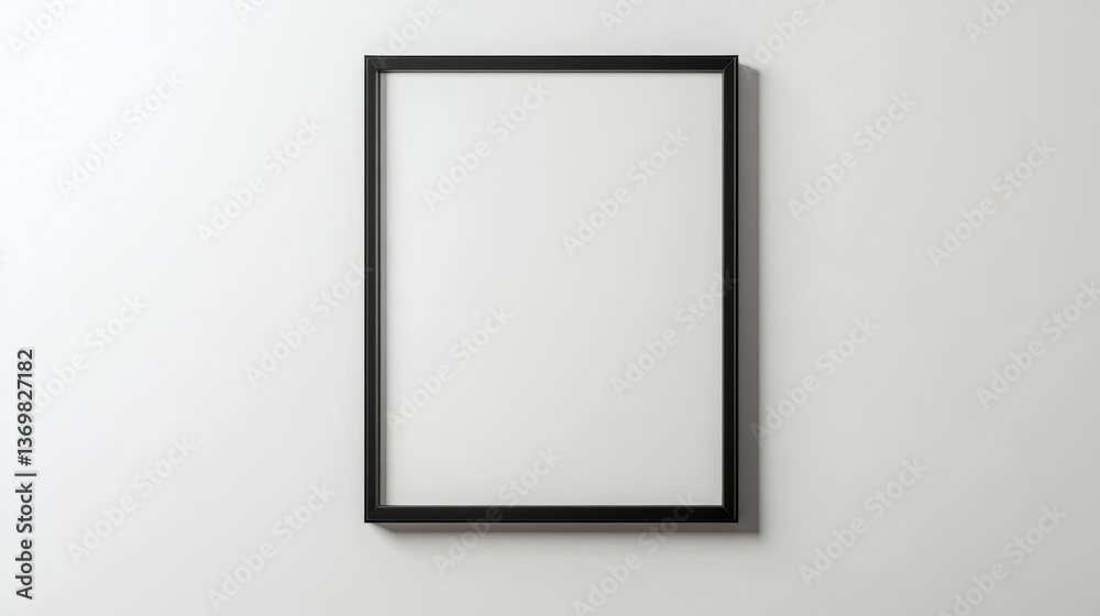 Vertical black picture frame on white background for poster mockup display. Vertical black picture frame on white background for poster mockup display.