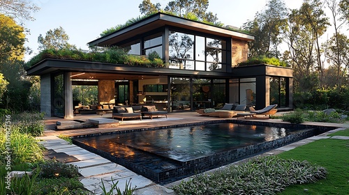 Wallpaper Mural Modern Green Architecture Blending Indoor and Outdoor Spaces with Lush Surrounding Gardens Torontodigital.ca