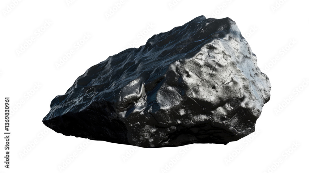 Obraz premium Mysterious Mineral: An intriguing close-up of a dark, textured rock, a geological wonder, revealing its intricate surface and rugged charm.