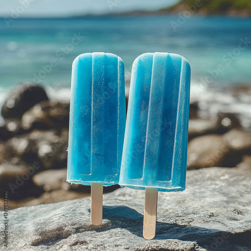 Blue Popsicle on Pink Background – Minimal Summer Dessert Concept