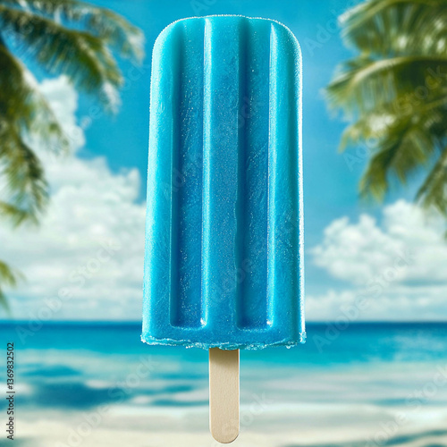 Blue Popsicle on Pink Background – Minimal Summer Dessert Concept
