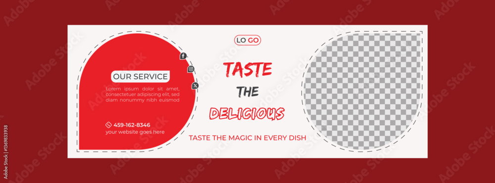 Naklejka premium Restaurant facebook cover social media post and Food web banner template