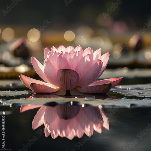 pink water lily pink water lilyPink Lotus on Bokeh Background, Buddha Purnima Vesak Background with Copy Space for Textsunset over the Lotus Pond illustration
