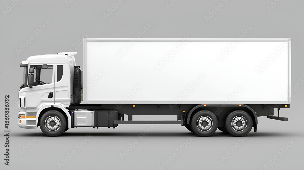 Realistic White Cargo Delivery Truck Mockup with Blank Surface Realistic White Cargo Delivery Truck Mockup with Blank Surface