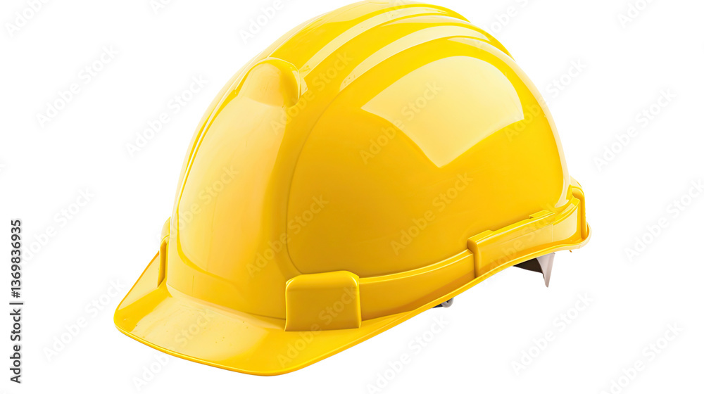 Fototapeta premium Safety First: A vibrant yellow hard hat sits prominently, symbolizing the importance of safety, protection, and preparedness in the workplace.
