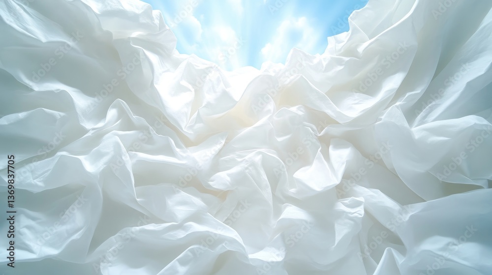 Obraz premium Soft, flowing white fabric billows, catching light