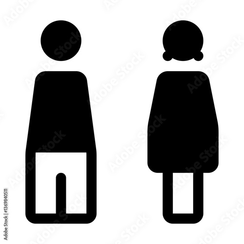Minimalist restroom sign icon for male and female restroom directions