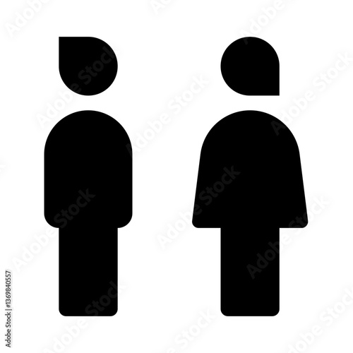 Minimalist restroom sign icon for male and female restroom directions