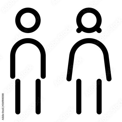 Minimalist restroom sign icon for male and female restroom directions