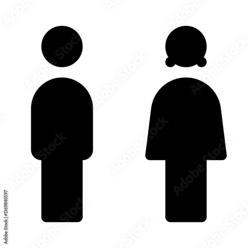 Minimalist restroom sign icon for male and female restroom directions