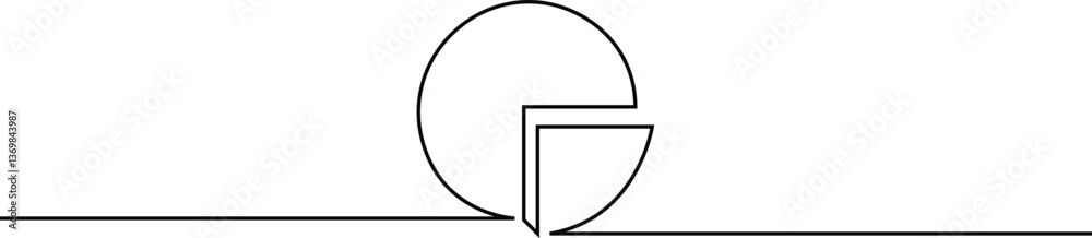 Continuous line drawing of pie chart, concept business or finance, single line art, vector illustration. Continuous line drawing of pie chart, concept business or finance, single line art, vector illustration.