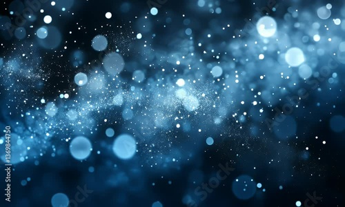 Waves of Shimmering Blue Particles Moving in a Dreamy Atmosphere

