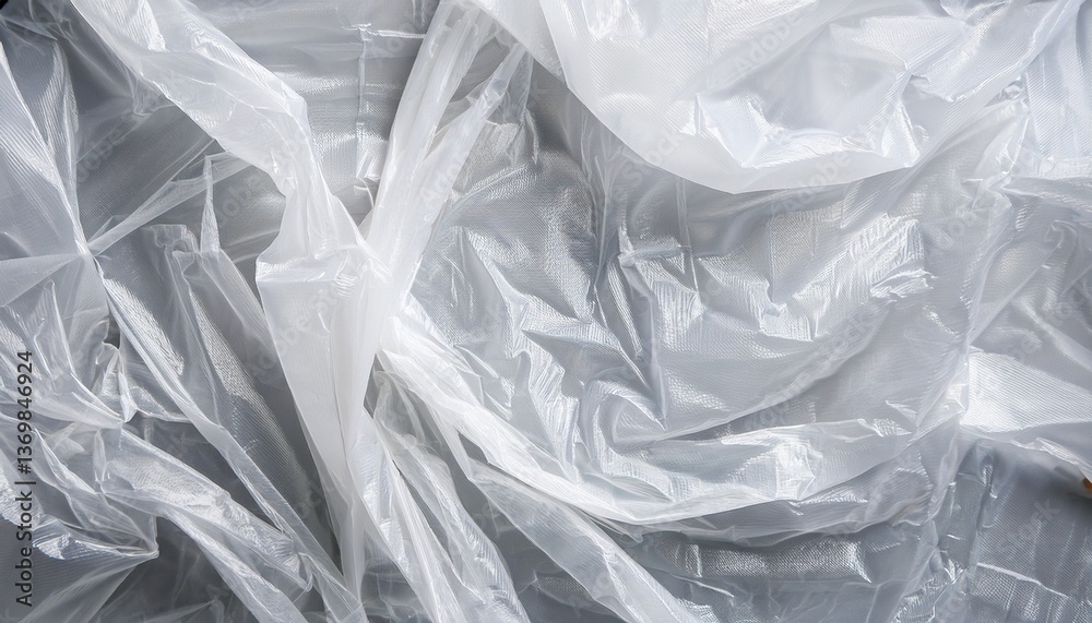Obraz premium White Crumpled Translucent Plastic Texture Abstract Background