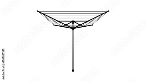 Rotating Clothes Dryer, black isolated silhouette