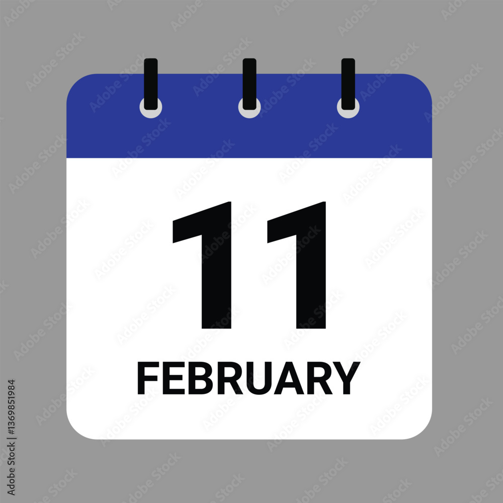 Vector illustration of a calendar icon showing dates and events. FEBRUARY 1 Calendar Icon – Flat Design, Minimalist Date Illustration