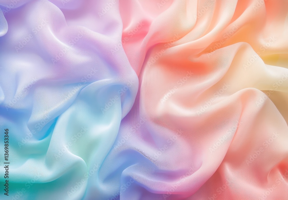 Fototapeta premium Here is a close up view of a beautifully vibrant rainbow colored satin fabric