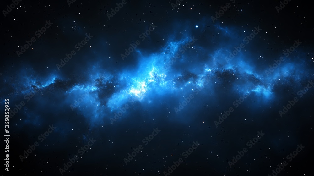 Fototapeta premium Celestial Nebula Cosmic Blue Hues Across Dark Space