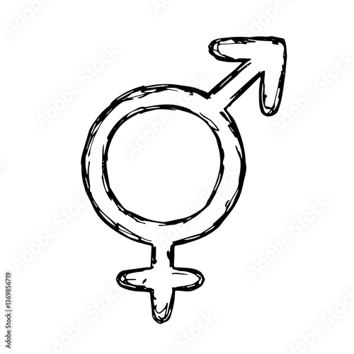 Hand drawn bigender (female and male) gender identity icon Symbol used to represent sex and gender