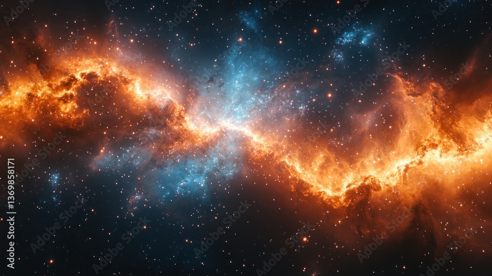 Fototapeta premium Cosmic Collision: A Celestial Dance of Fire and Ice