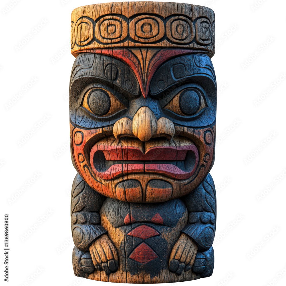 Intricately Carved Wooden Totem Pole Depicting Indigenous Art and Heritage Intricately Carved Wooden Totem Pole Depicting Indigenous Art and Heritage