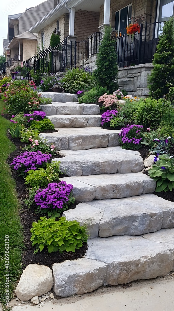 Obraz premium Backyard Steps with Landscaping