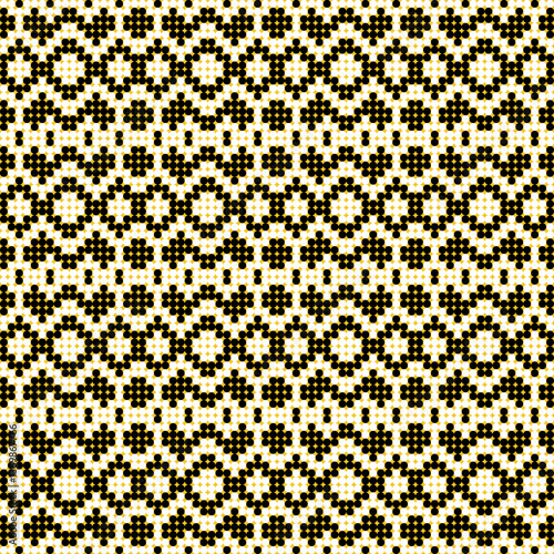 Seamless geometric pattern based on repetitive simple forms. Black and white background.