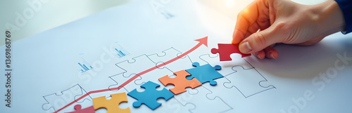 Creating A Visual Representation Of Our Growth Strategy By Assembling A Metaphorical Puzzle Piece By Piece And Drawing An Upward Trajectory.