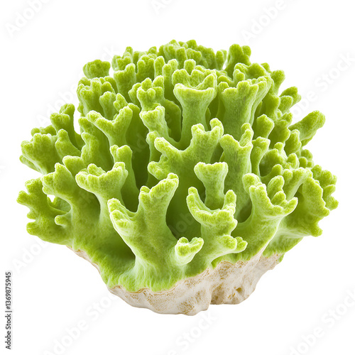 Green coral mushroom isolated on transparent background