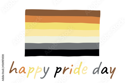 Colorful Bear brotherhood pride flag Happy pride day LGBTQ community Pride Month Vector hand drawn doodle for posters, stickers, logo, cards