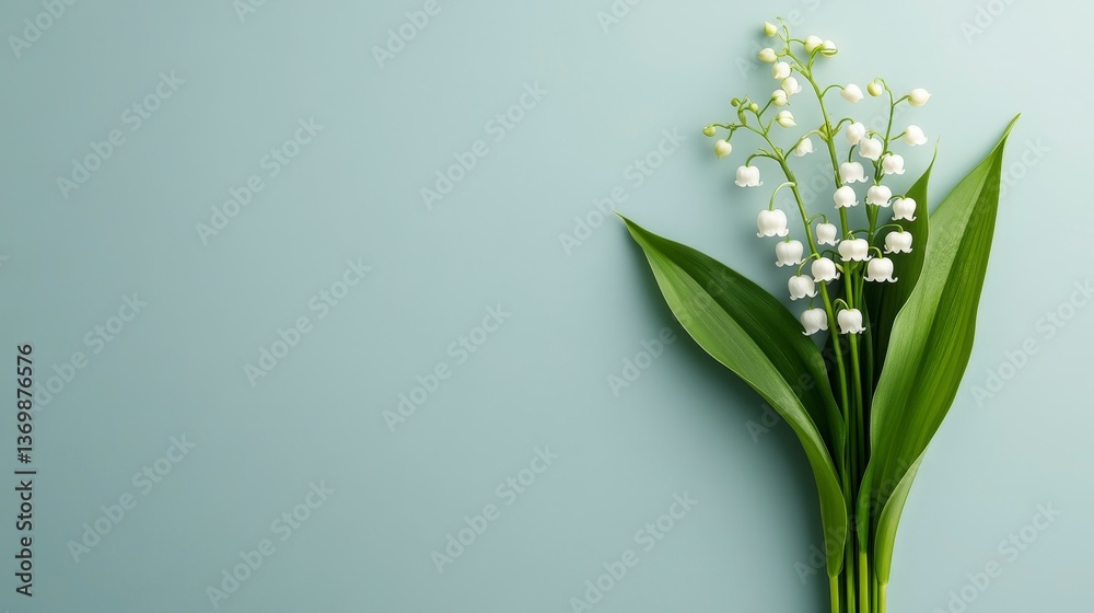 Minimalist Composition of a Single Sprig of Lily on a Pastel Background for Artistic Use Minimalist Composition of a Single Sprig of Lily on a Pastel Background for Artistic Use