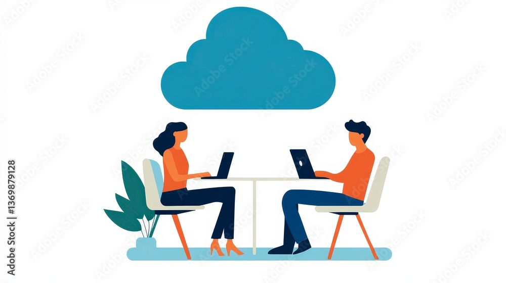 Fototapeta premium Hybrid Work Environment with Remote Employees Embracing Collaboration and Technology