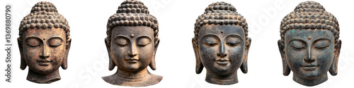 A group of intricately carved Buddha statues showcasing the serene and contemplative pose of meditation representing the spiritual and philosophical aspects of Buddhism