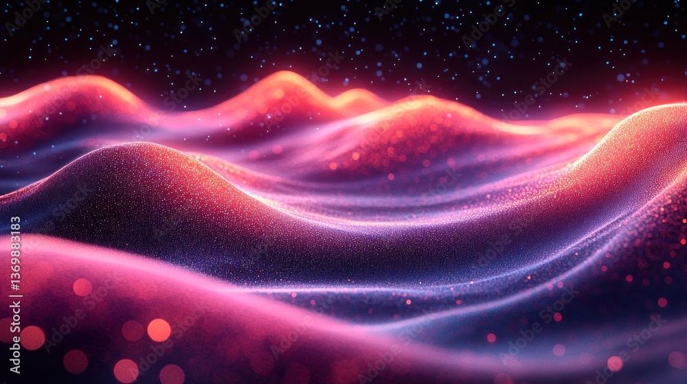 Fototapeta premium Abstract Red and Blue Glowing Particle Waves