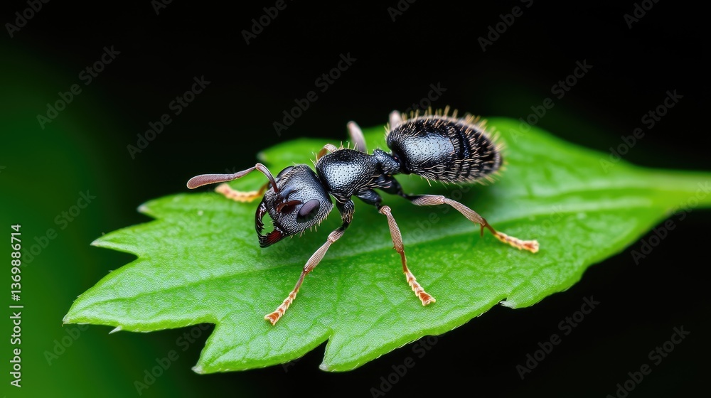 Naklejka premium Close-up of an ant on a leaf