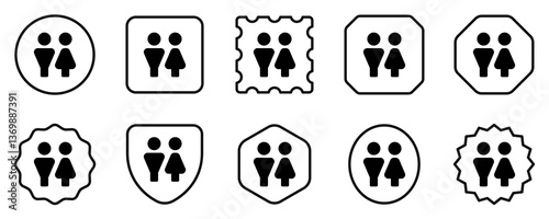 Editable couple, unisex restroom vector icon. Part of a big icon set family. Perfect for web and app interfaces, presentations, infographics, etc