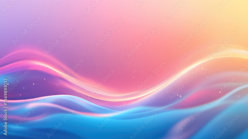 Fototapeta premium Soft Waves of Colorful Light Flowing Together in a Dreamy Abstract Background for Creative Projects and Visual Designs