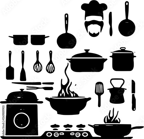 set of kitchen utensils vector