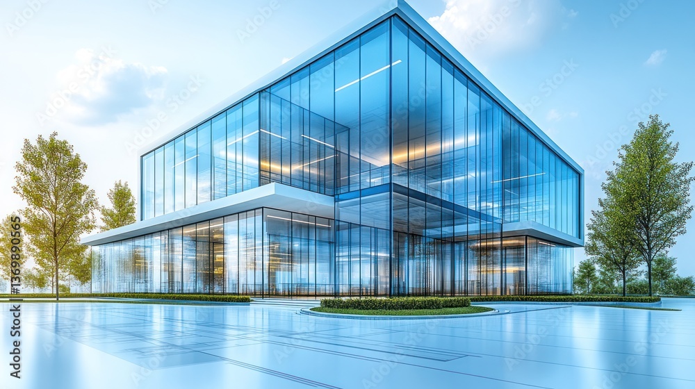 Fototapeta premium Modern Glass Office Building Architectural Design