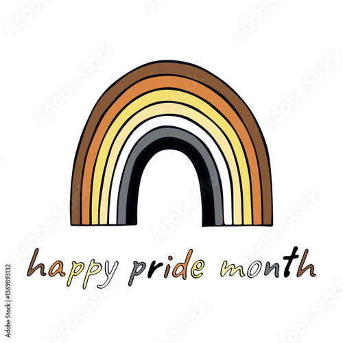 Colorful rainbow shape Bear brotherhood pride flag Happy pride day LGBTQIA community Pride Month Vector hand drawn doodle for posters, stickers, logo, cards