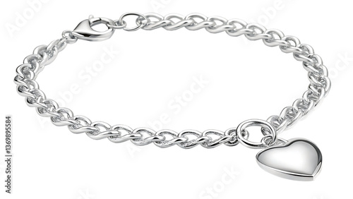 Wallpaper Mural Elegant Silver Heart Charm Bracelet – Jewelry Isolated on White Background Torontodigital.ca
