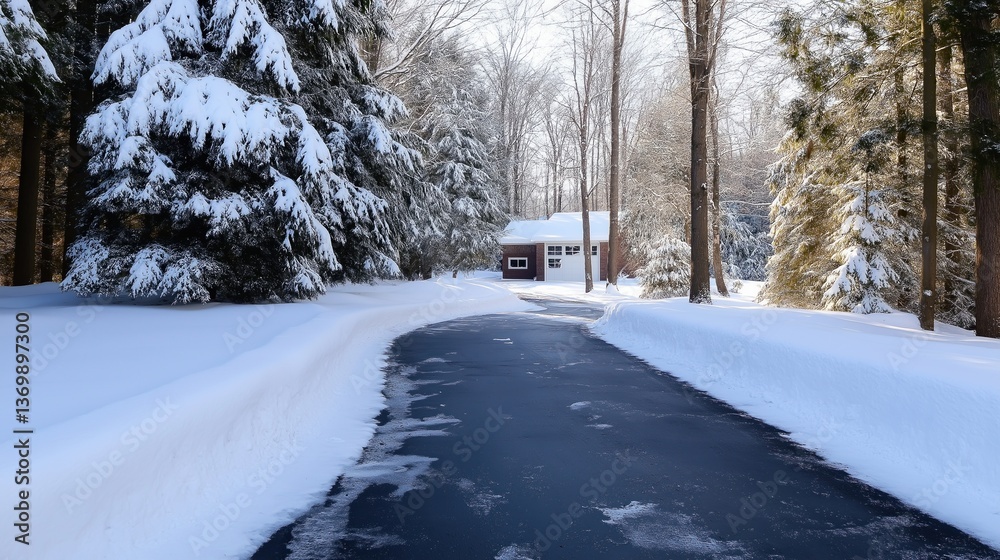 Fototapeta premium Serene Winter Scene with Snow-Covered Trees