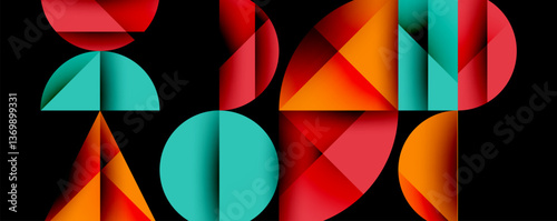 Minimal geometric abstract background. Circle square and triangle design