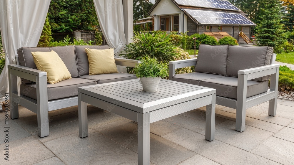 Fototapeta premium Stylish Outdoor Furniture Set with Modern Design for Relaxation
