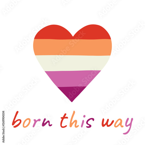 Free Download Colorful heart shape Lesbian pride flag Happy pride day LGBTQIA community Pride Month Vector hand drawn doodle for posters, stickers, logo, cards - GFXLoad
