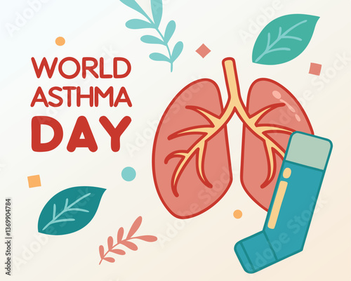 World Asthma Day Illustration with Lungs and Inhaler Design